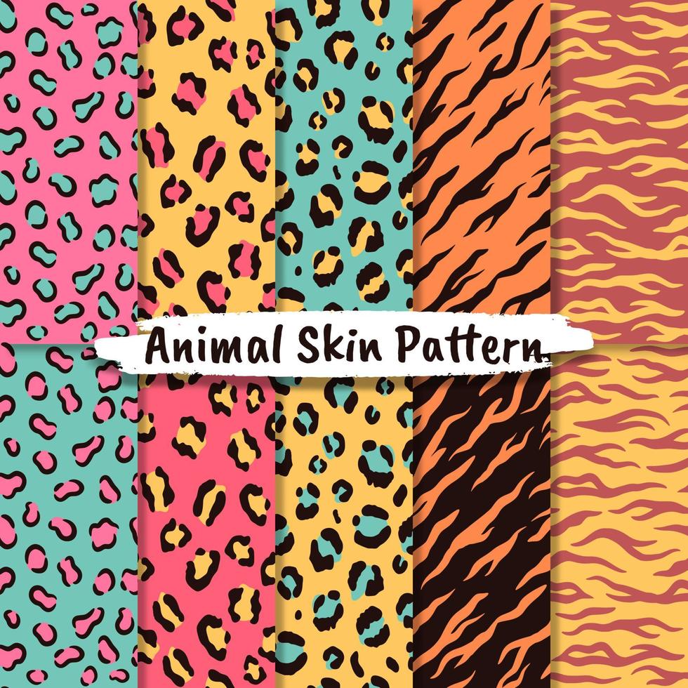 Vector seamless patterns set with animal skin texture.