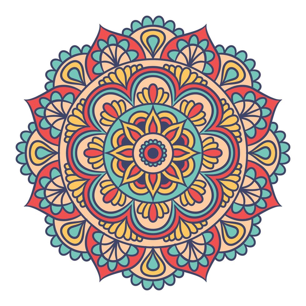 Ethnic Mandala Round Ornament Pattern With Colorful vector