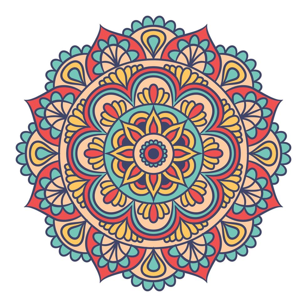 patrón de ornamento redondo de mandala étnico con colorido vector