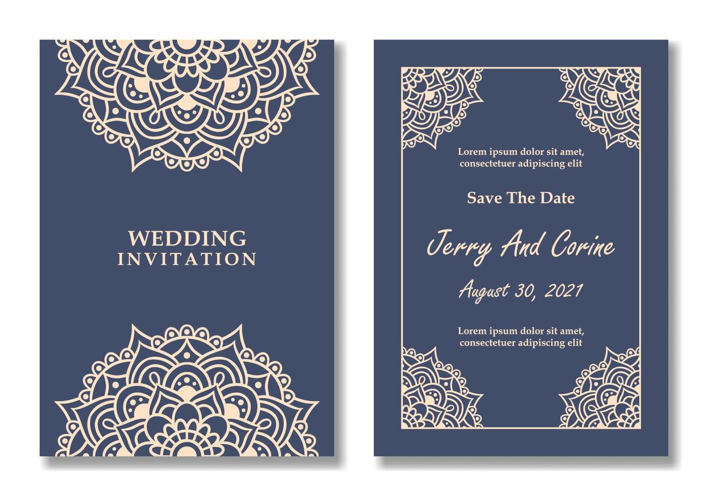 Luxury Mandala Wedding Invitation Card Template vector