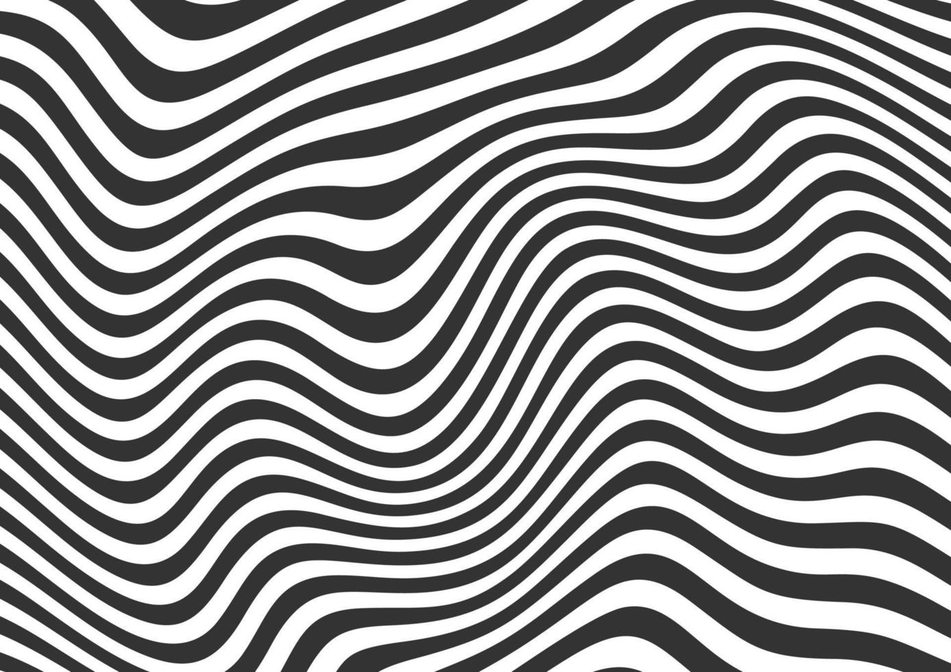 Abstract black and white wavy lines striped background vector