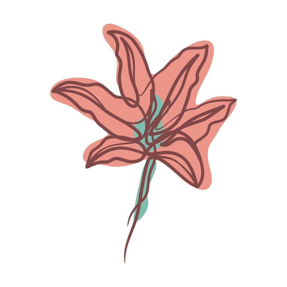 Abstract flower in continuous line art drawing style vector