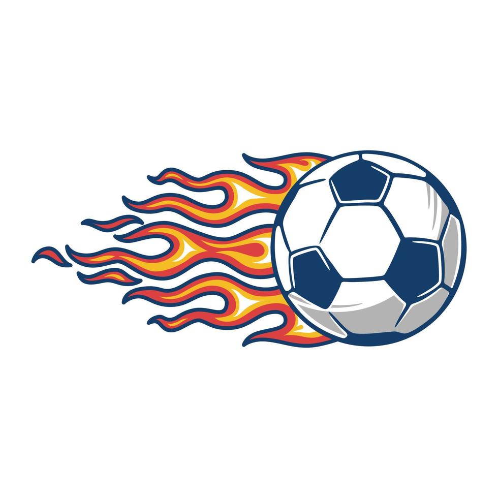 Soccer ball in burning fire flames vector