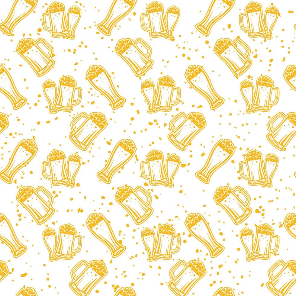 Glasses Beer Seamless Pattern vector