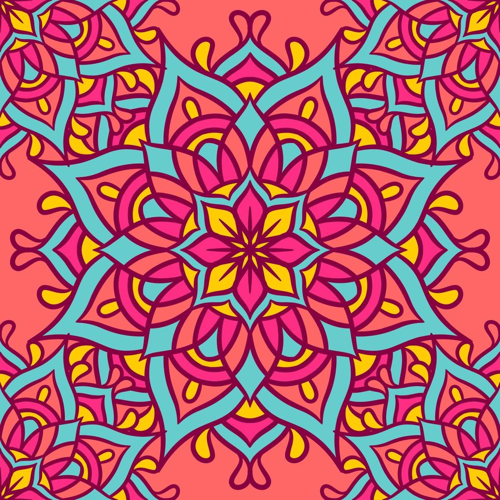 Mandala Round Ornament Seamless Pattern vector