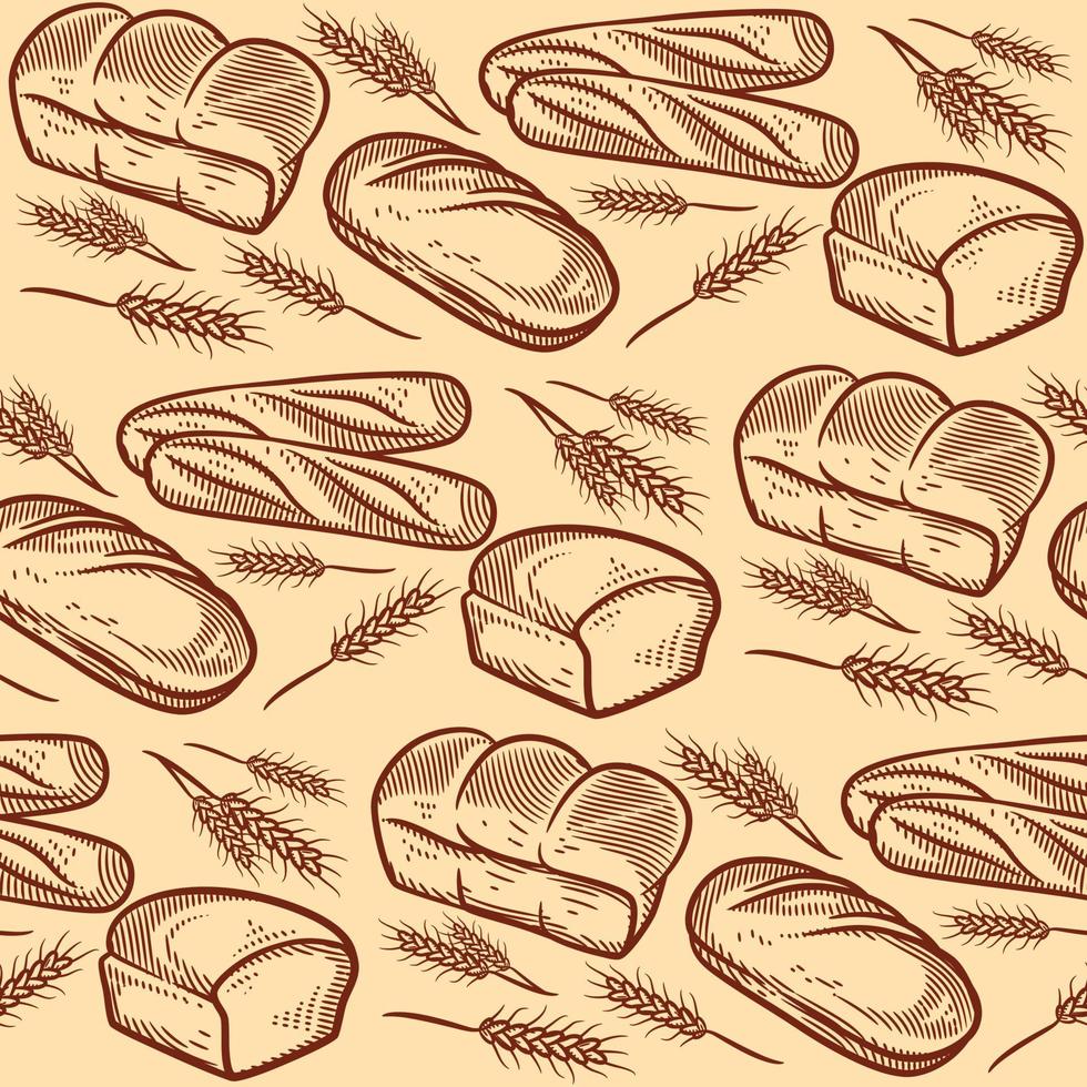 Bread and bakery seamless pattern vector