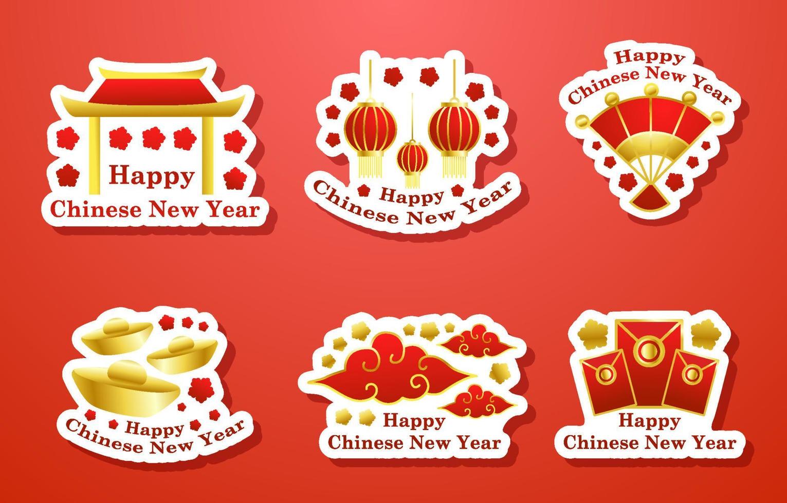 Chinese New Year Sticker Collection vector