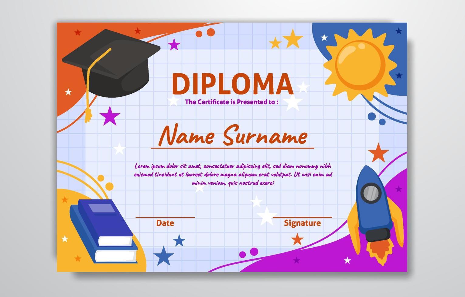 Kindergarten Certificate Template 6051350 Vector Art At Vecteezy