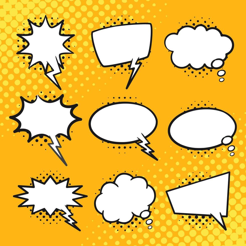 Set of blank template in Pop Art style. vector