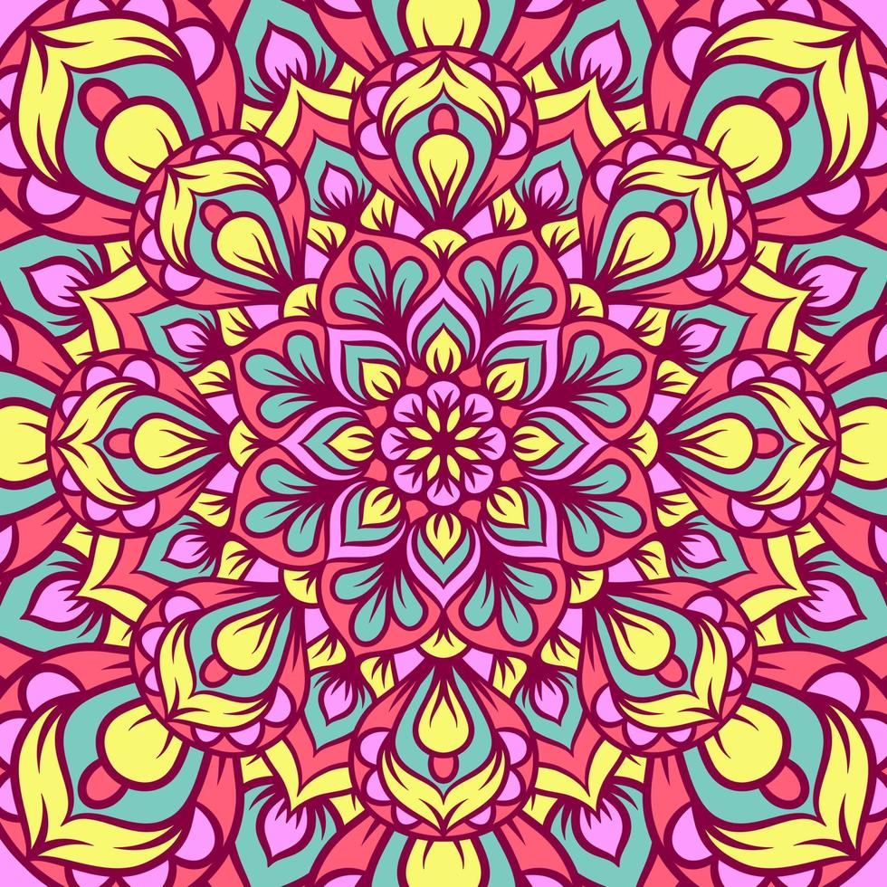 Ethnic Mandala Round Ornament Pattern With Colorful vector