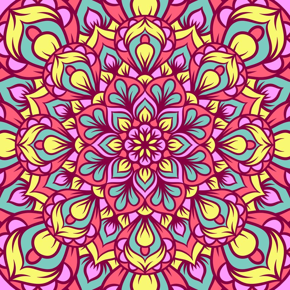 Ethnic Mandala Round Ornament Pattern With Colorful vector