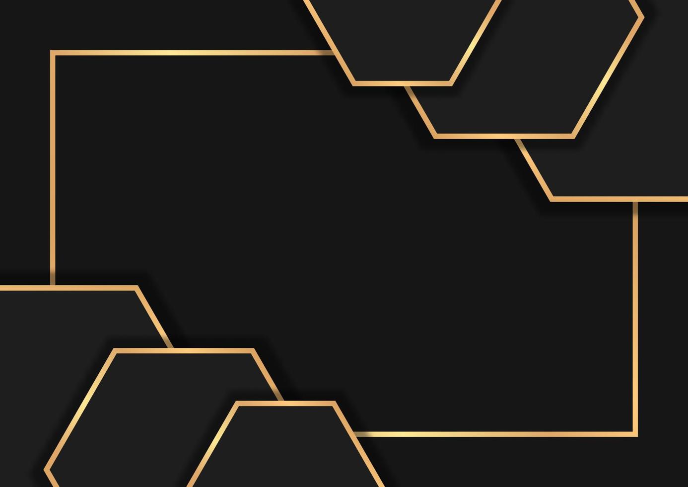 Luxury dark abstract background with golden lines vector