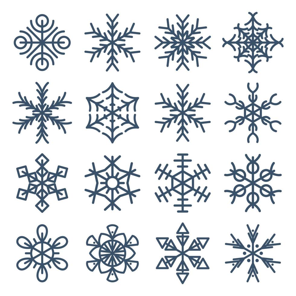 Snowflake collection isolated on white background vector
