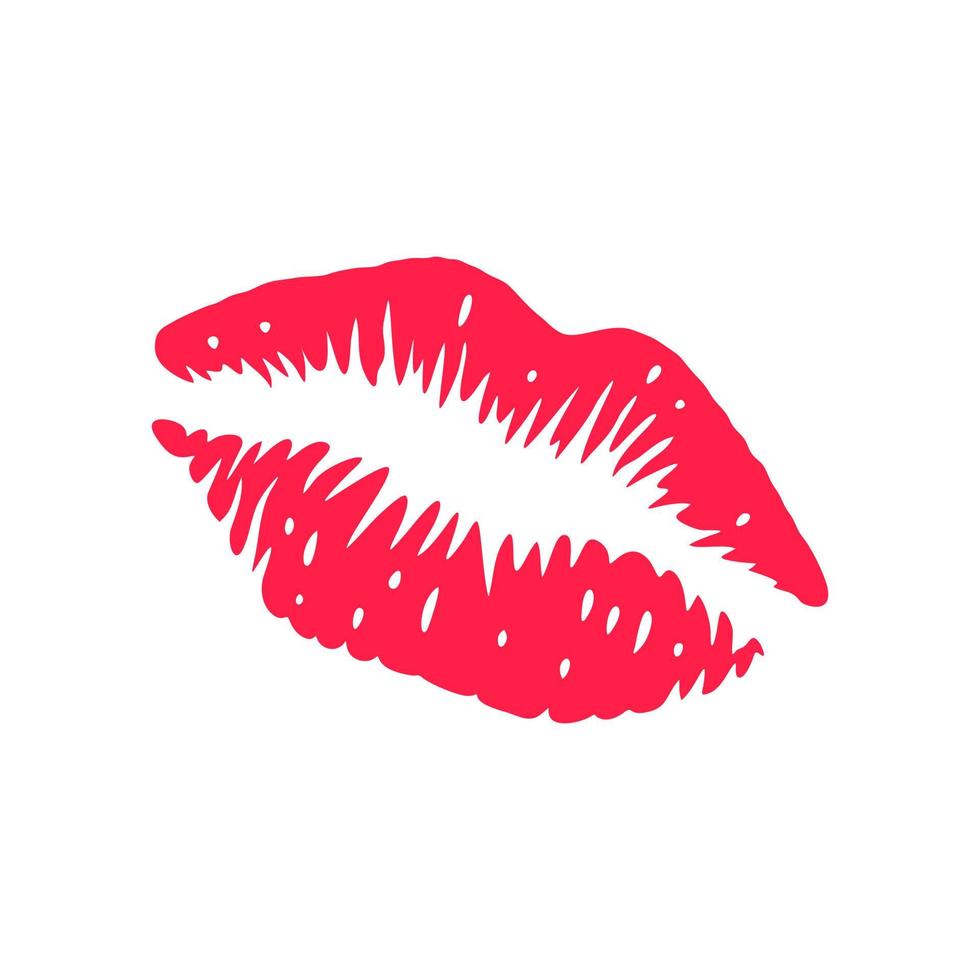 Red Lipstick Print on white, Beauty female lips vector