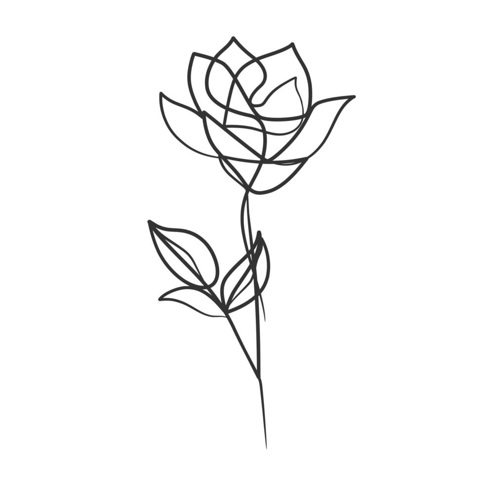 Continuous line drawing of simple flower illustration vector