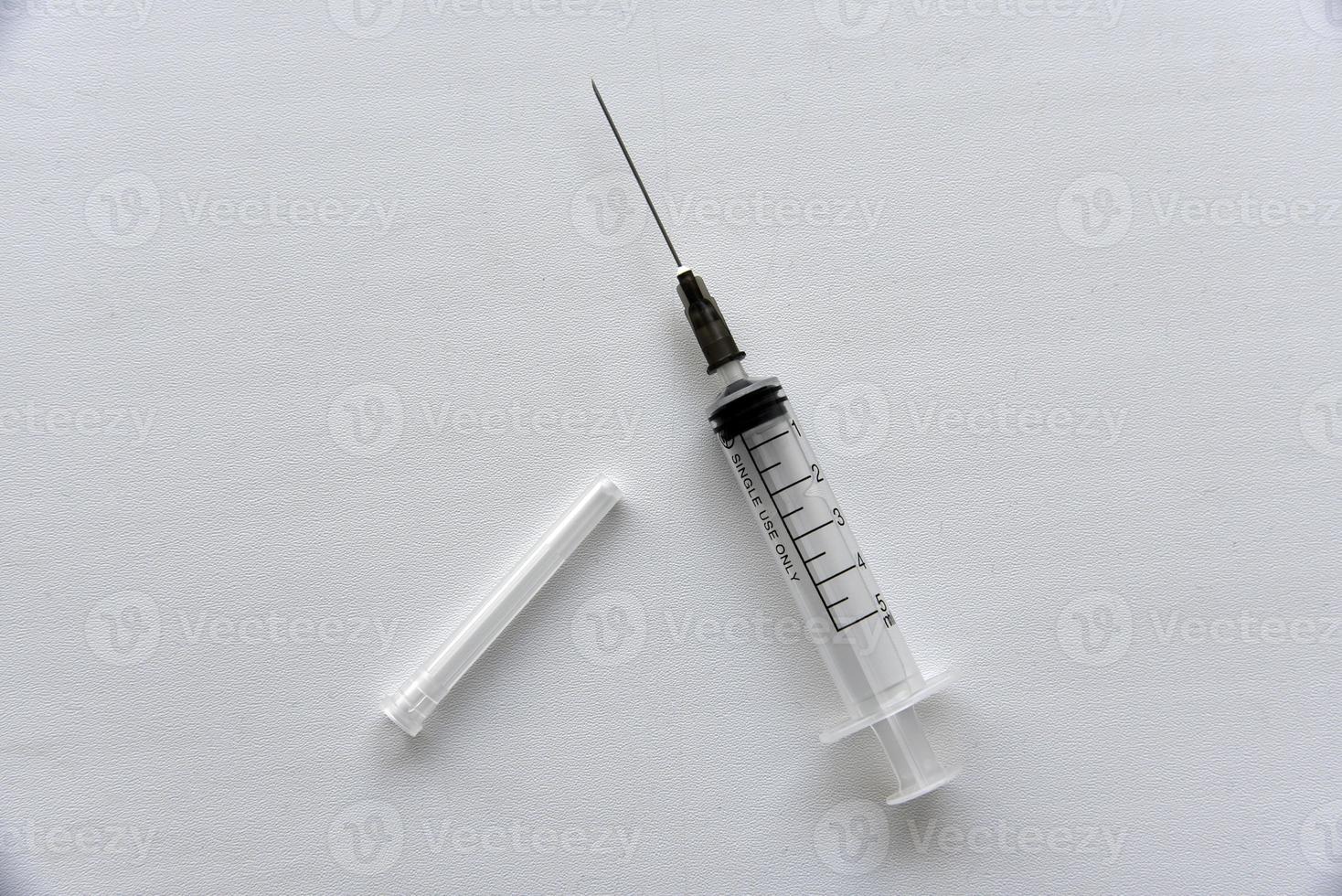 Medical syringe on a white background photo