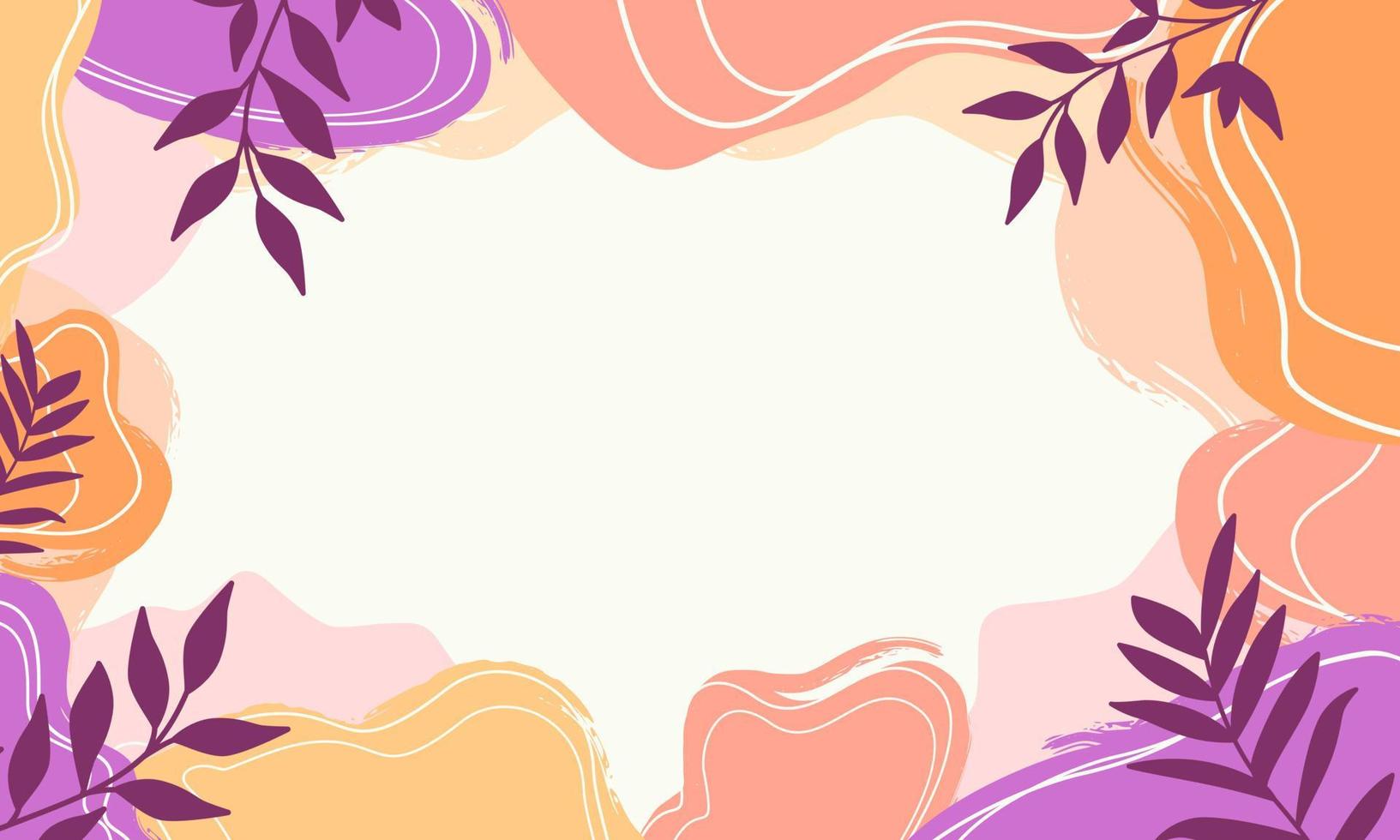 Abstract Pastel Organic Shapes Background With Leaves Textures vector