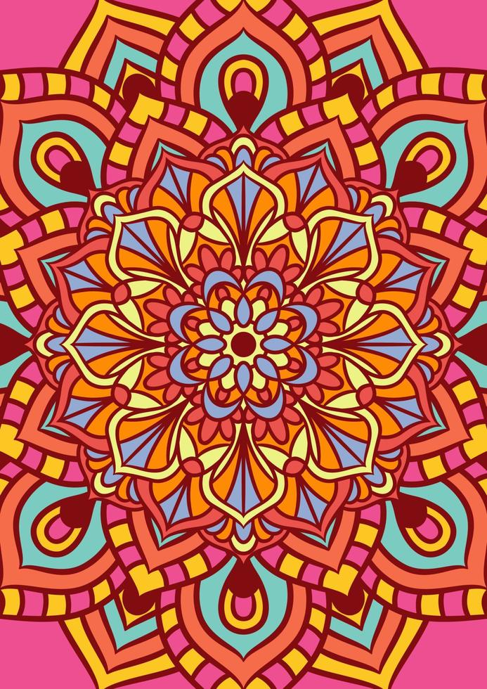 Ethnic Mandala Round Ornament Pattern With Colorful vector