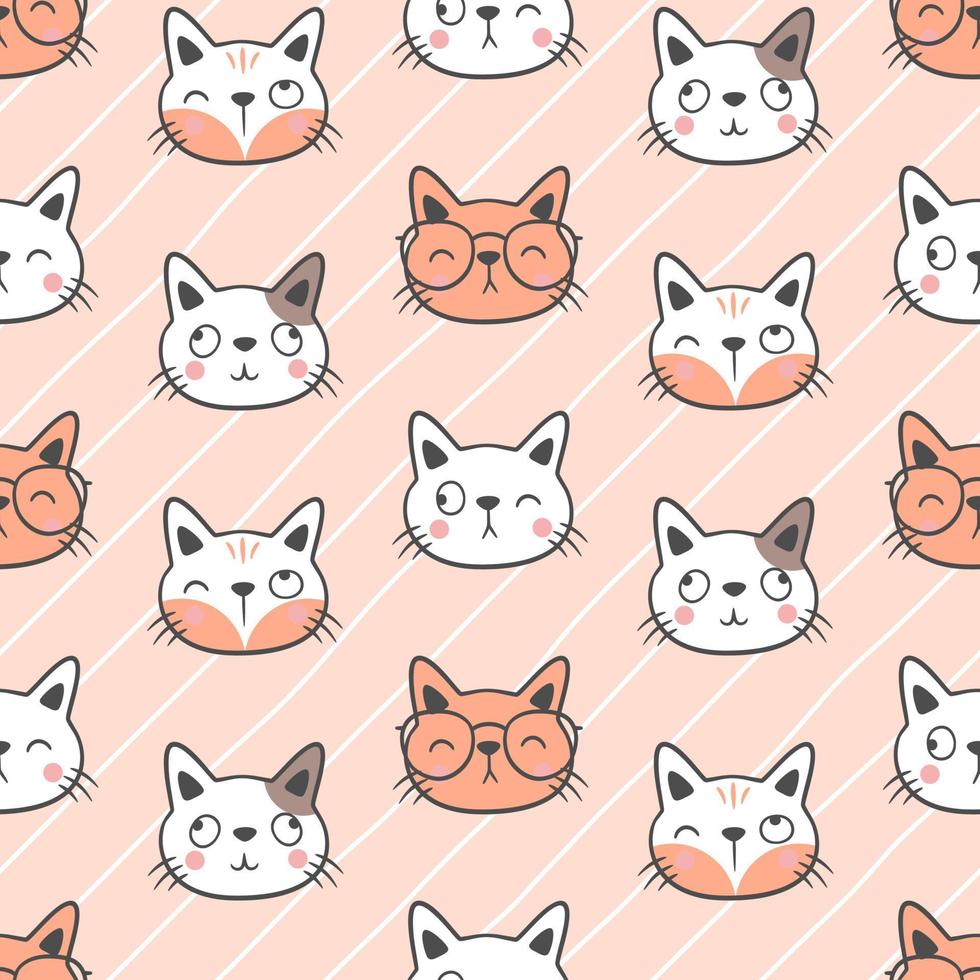Cute cat seamless pattern background vector