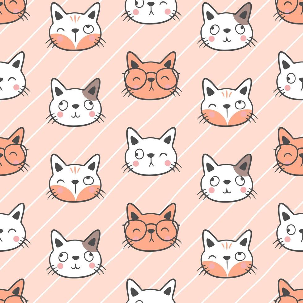 Cute cat seamless pattern background vector