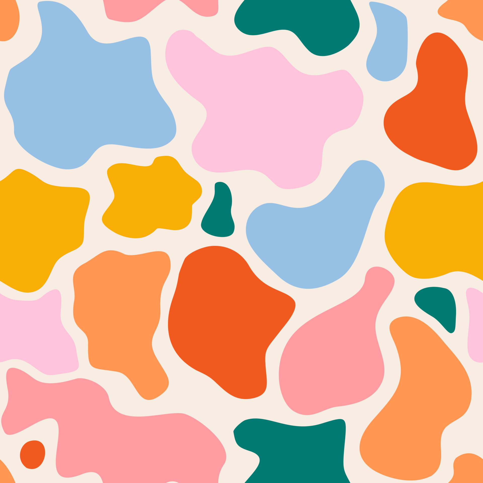 Trendy seamless pattern with abstract shapes, abstract organic