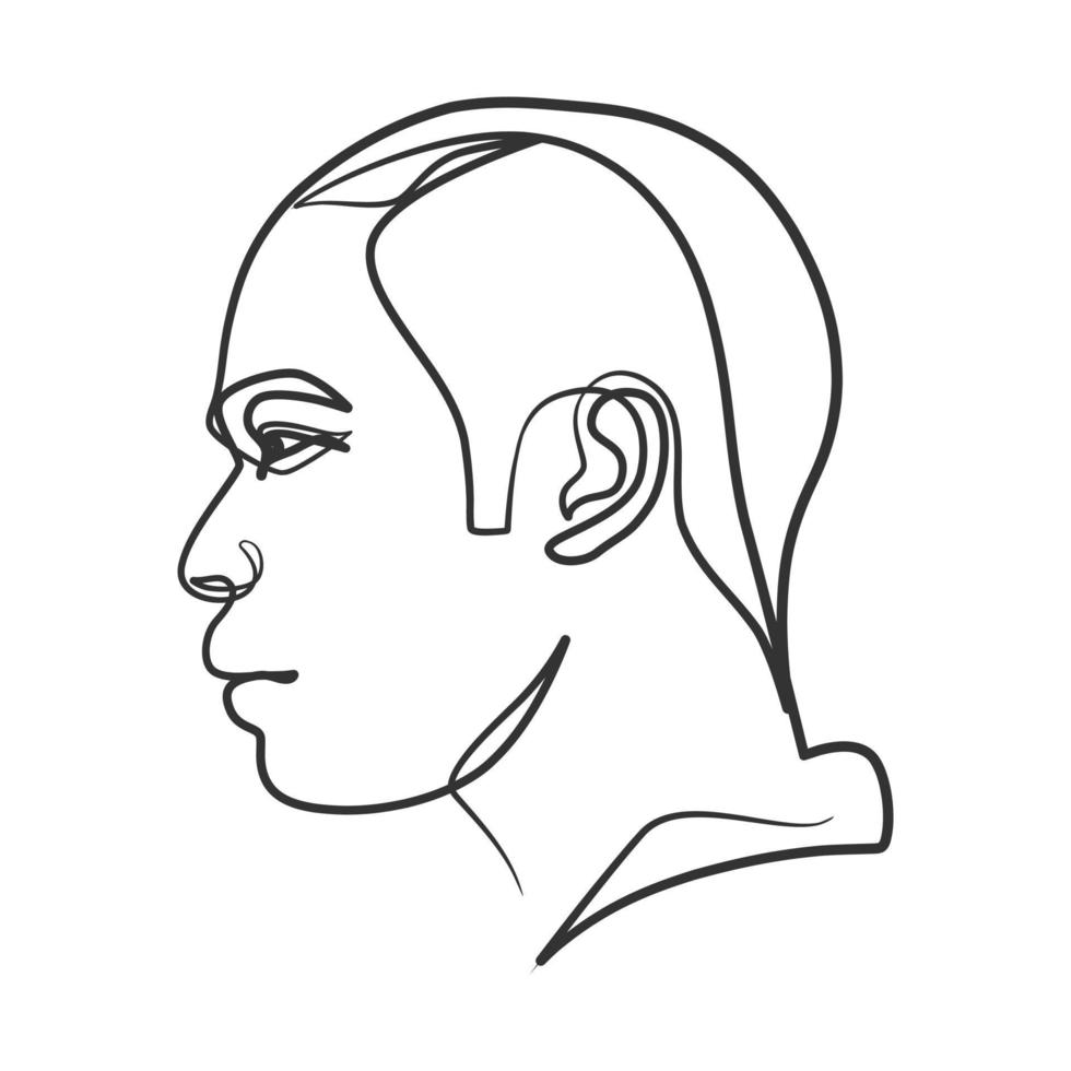 Continuous line art drawing of man face. Hand drawn minimalist style vector