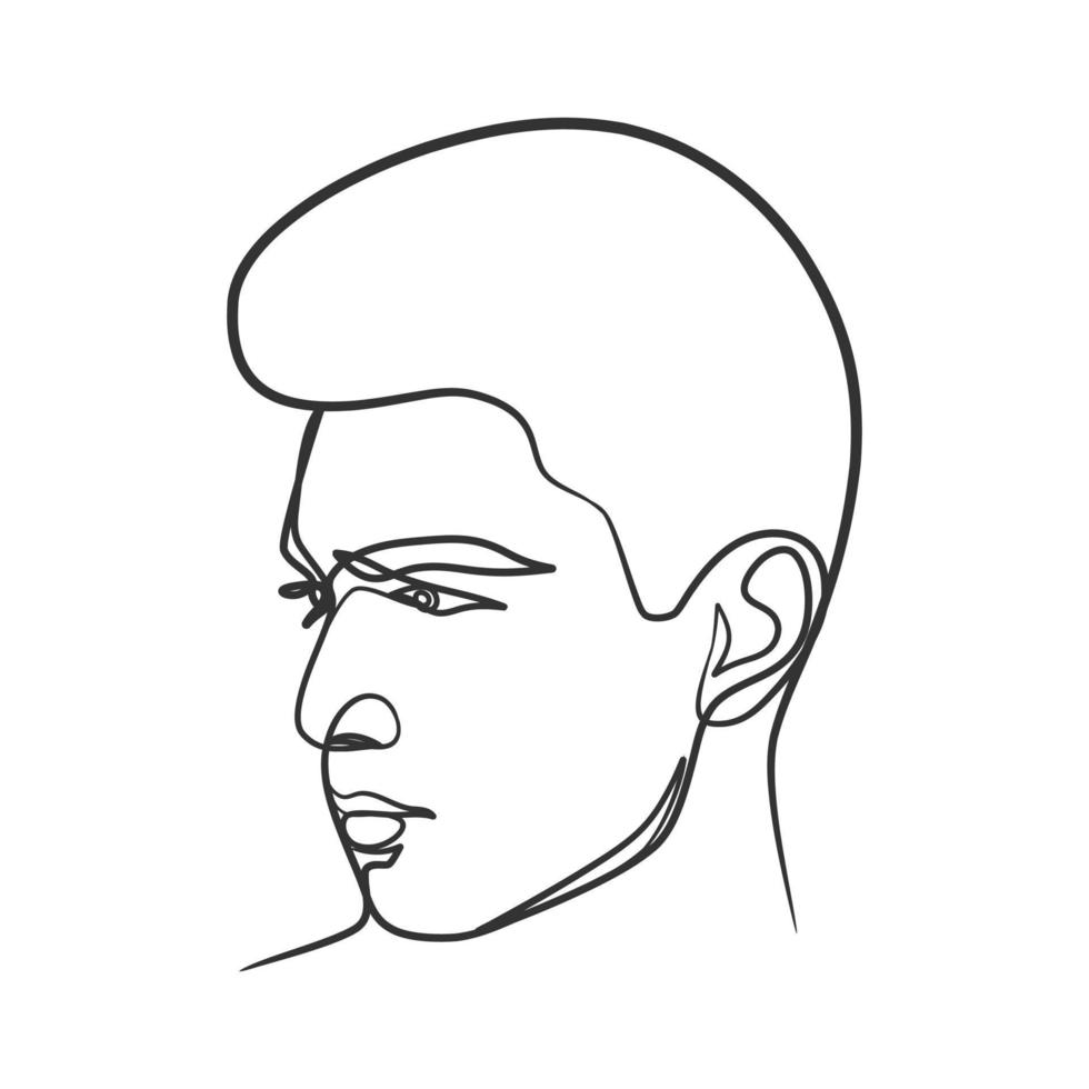 Continuous line art drawing of man face. Hand drawn minimalist style vector