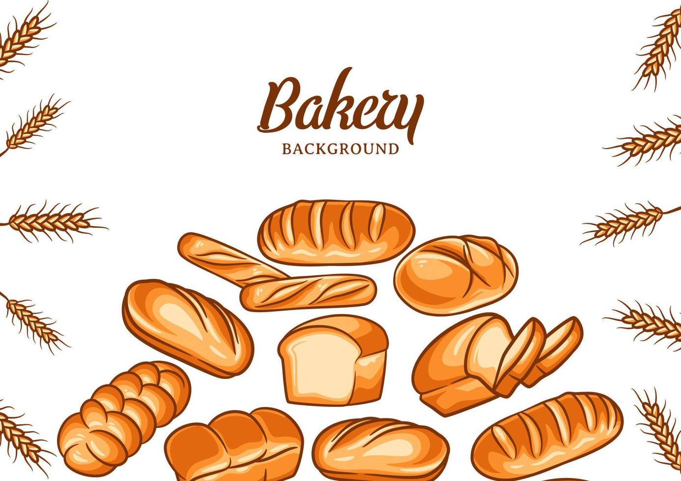 Bakery background with colorful bread vector illustration