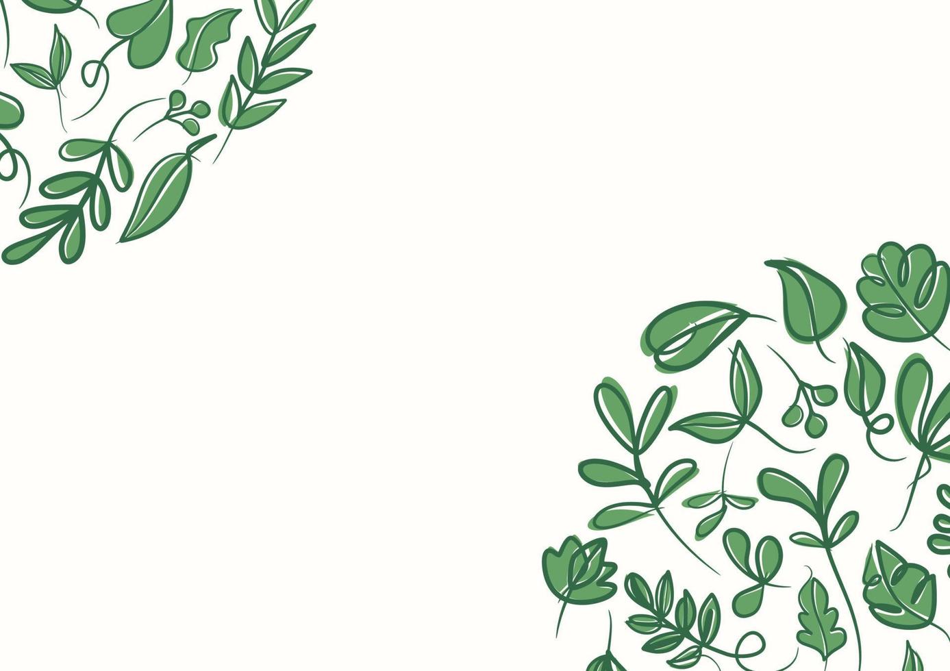 Botanical green floral leaves background with copy space for text vector