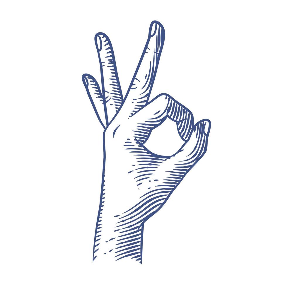 OK hand gesture line art vector illustration