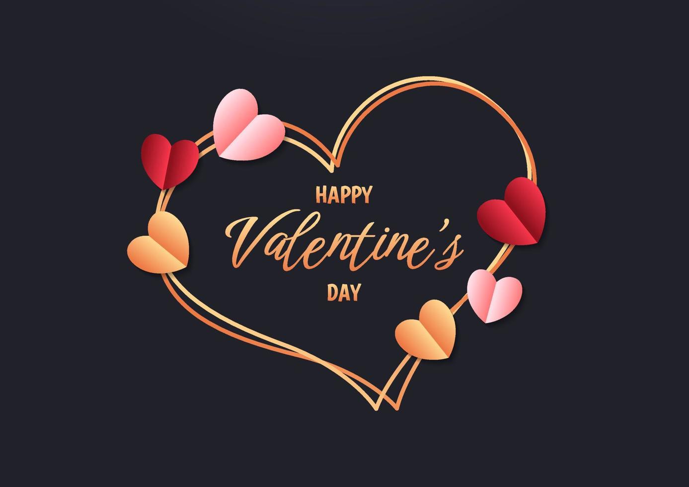 Happy valentine's day heart frame background vector