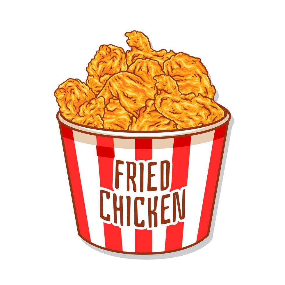 Ilustración de vector de pollo frito crujiente