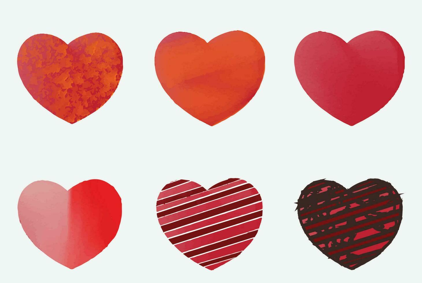 iconos de formas de corazón rojo acuarela establecer plantilla de vector para usted