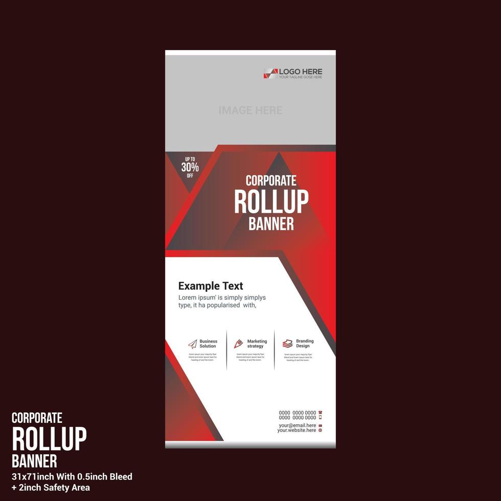 red colored roll up banner design vector