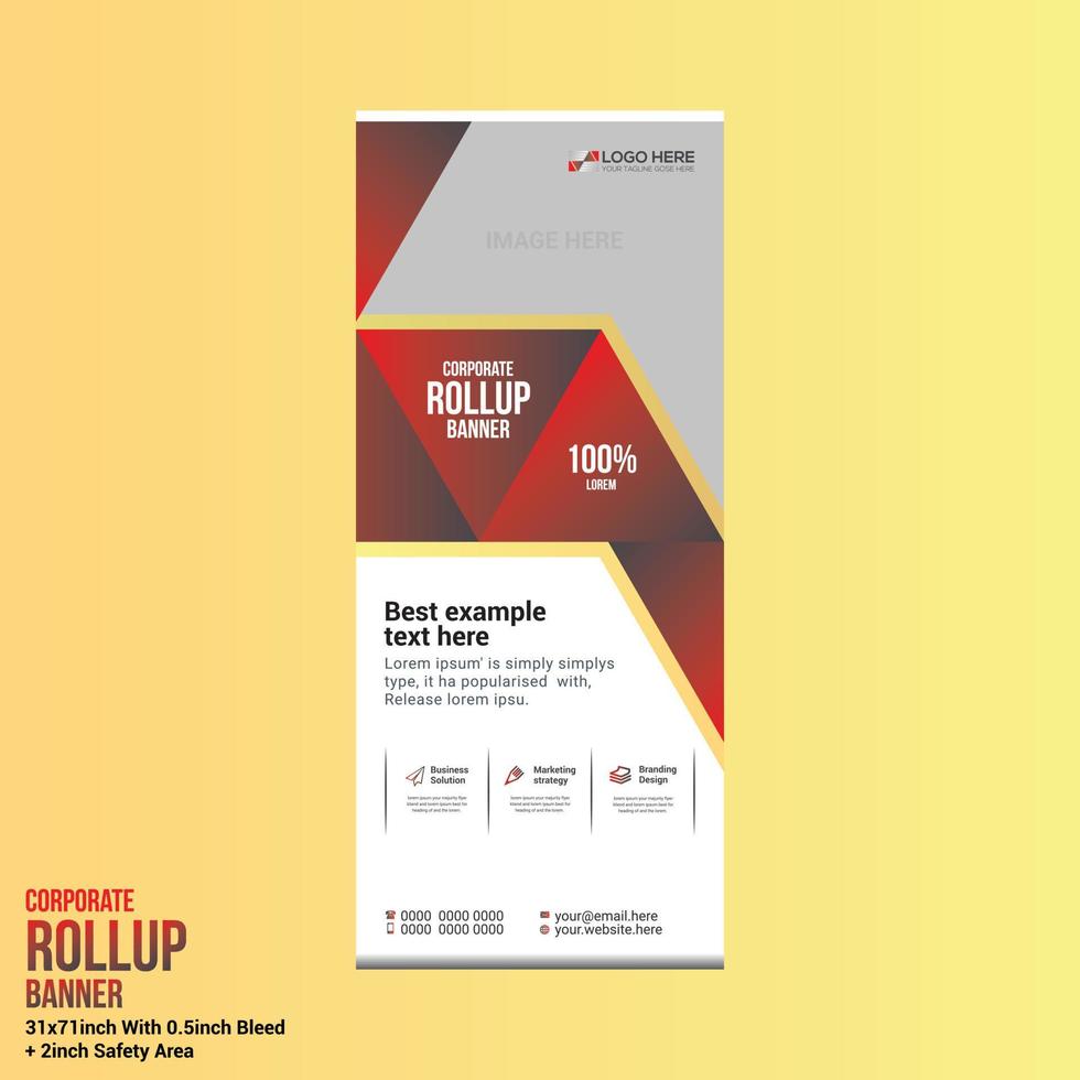 red colored roll up banner design vector