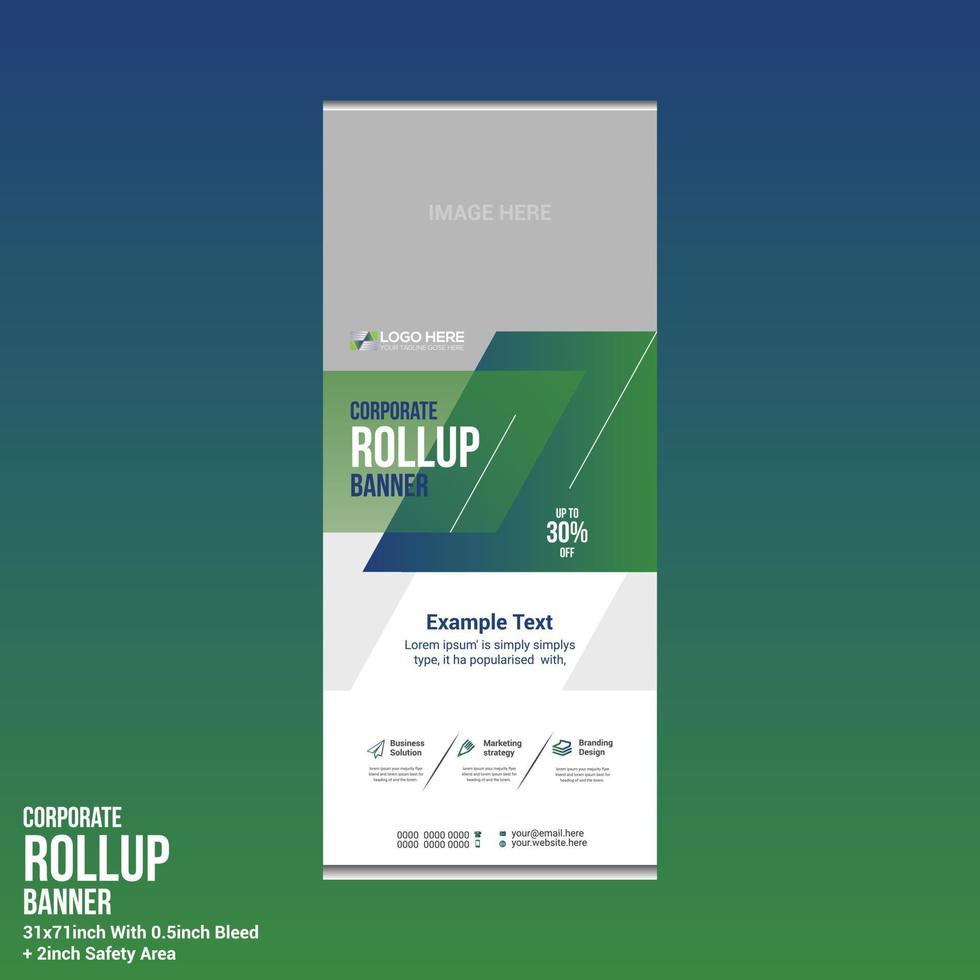 green colored roll up banner design vector