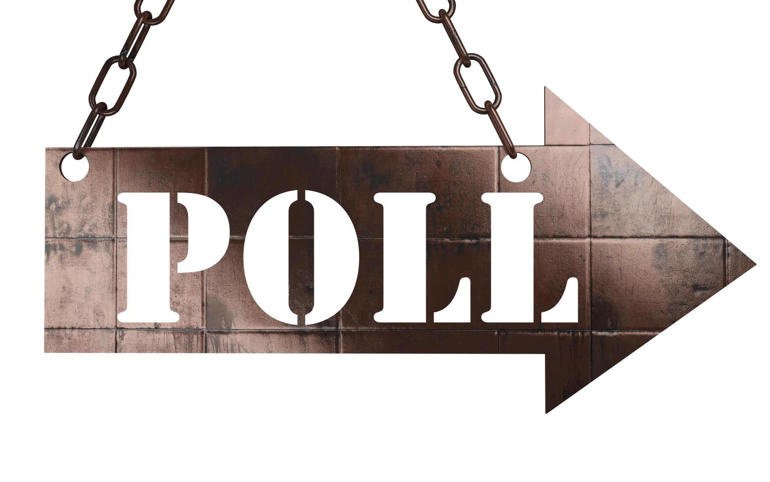 poll word on metal pointer photo