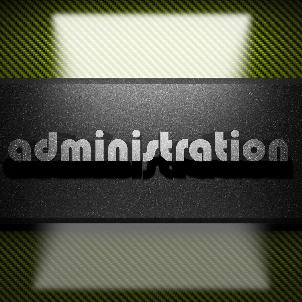 administration word of iron on carbon photo