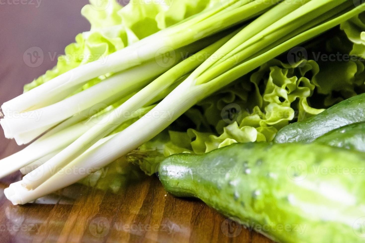 Fresh green lettuce salad - healthy food photo