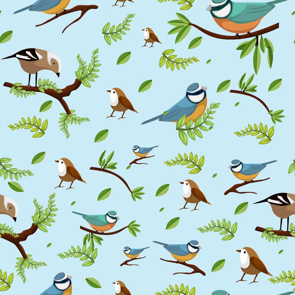 Seamless Pattern Spring Birds Element vector