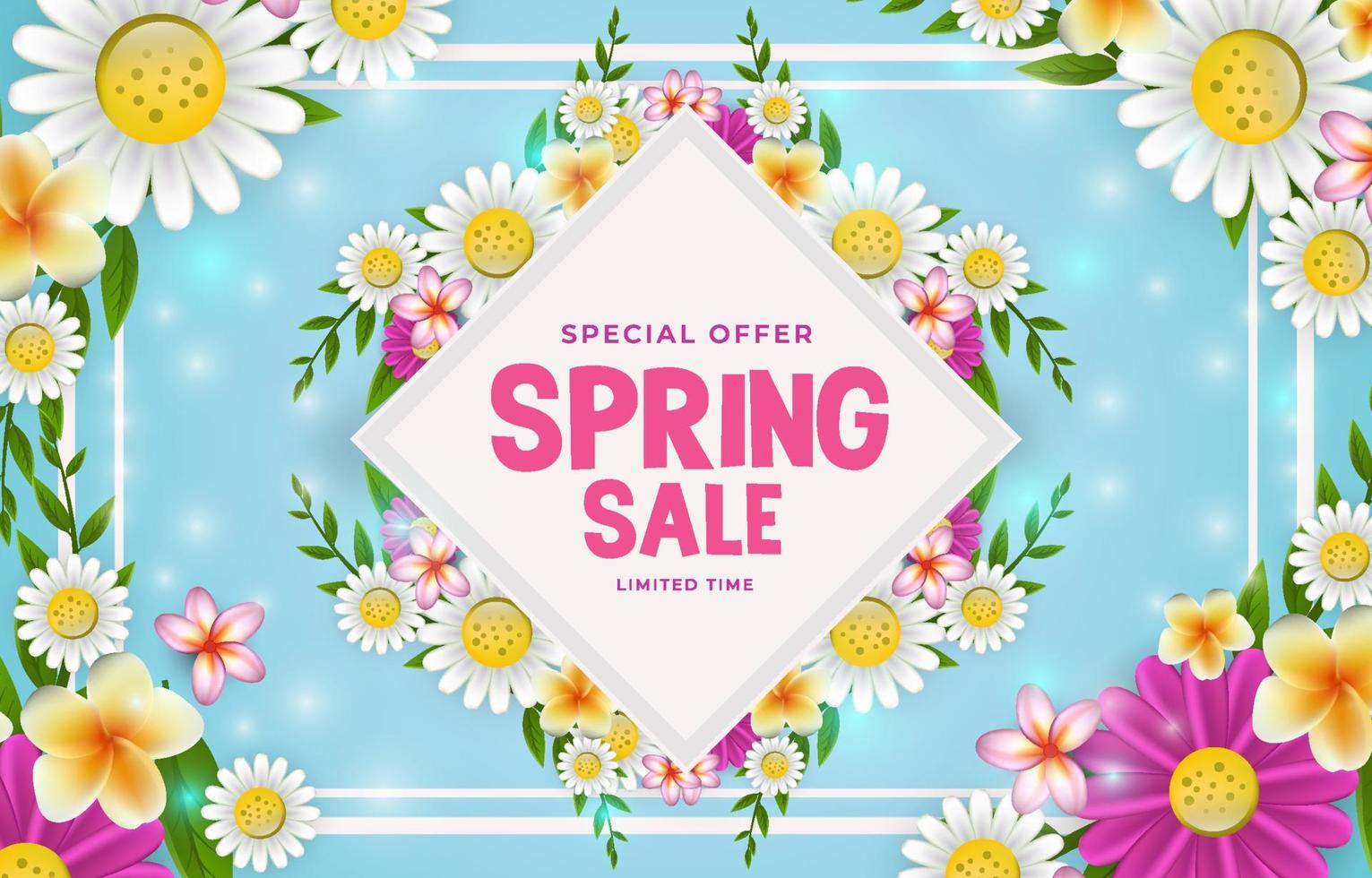Spring Sale Background with Flower Arrangements vector