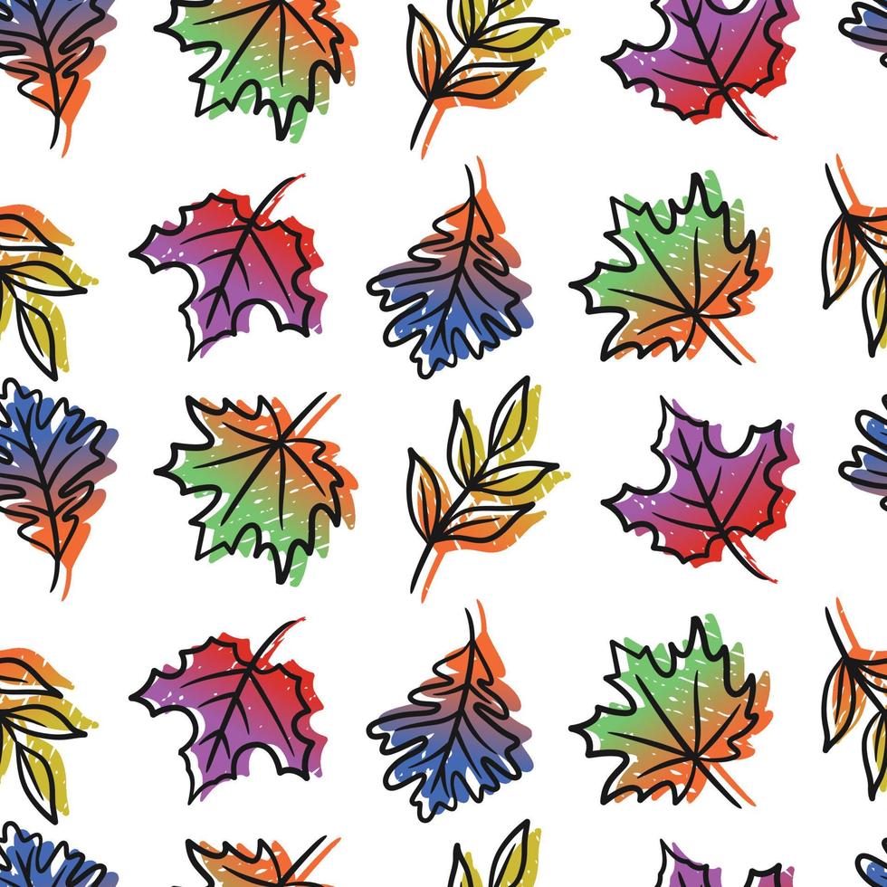 hand drawn autumn leaves seamless pattern vector