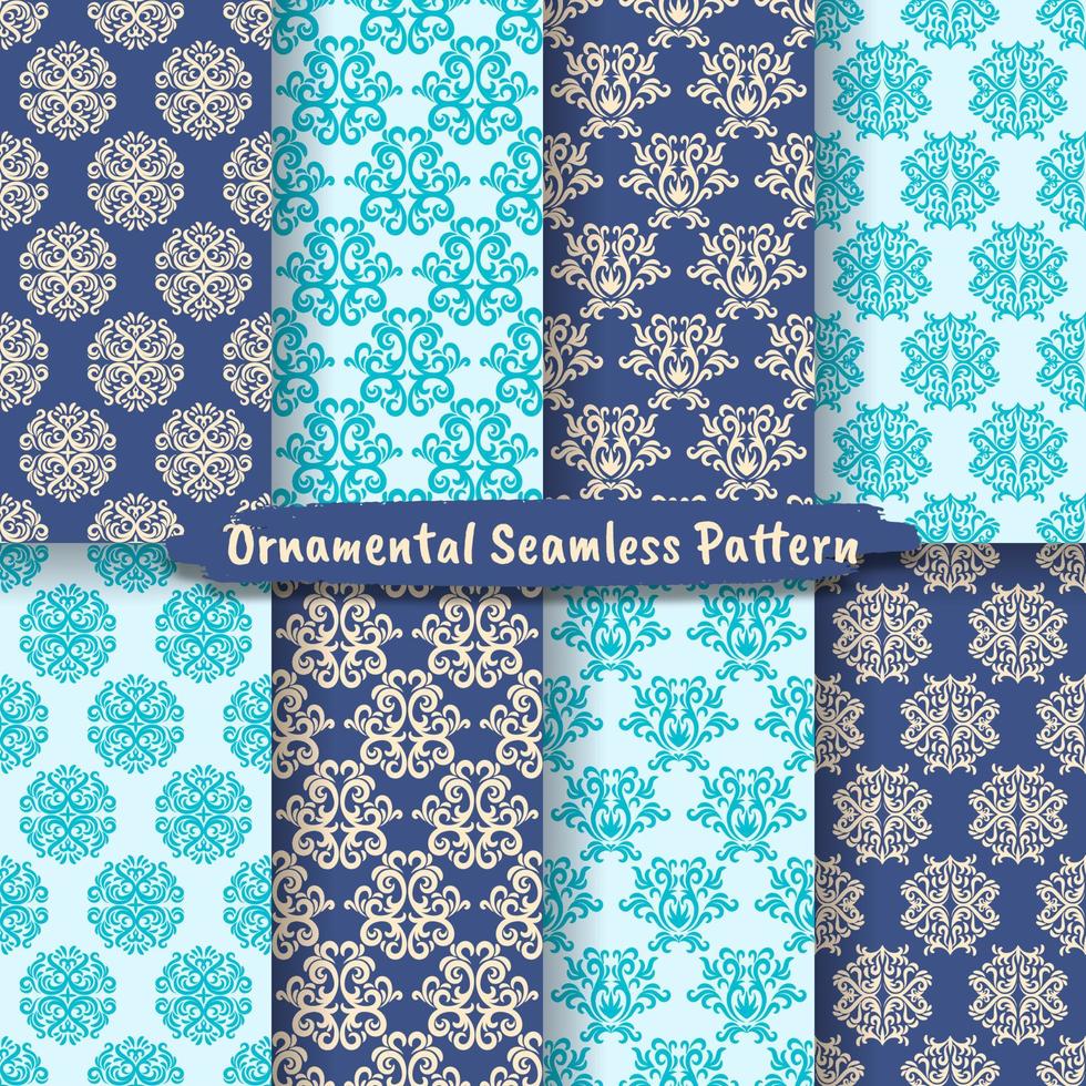 Collection of geometric ornamental Seamless Pattern vector