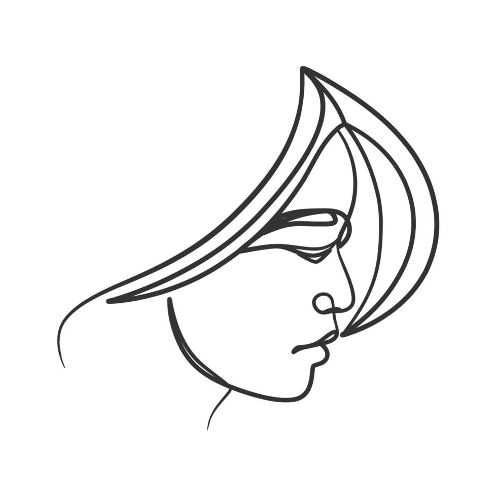 dibujo de línea continua de la cara de la mujer. retrato de mujer de una línea vector