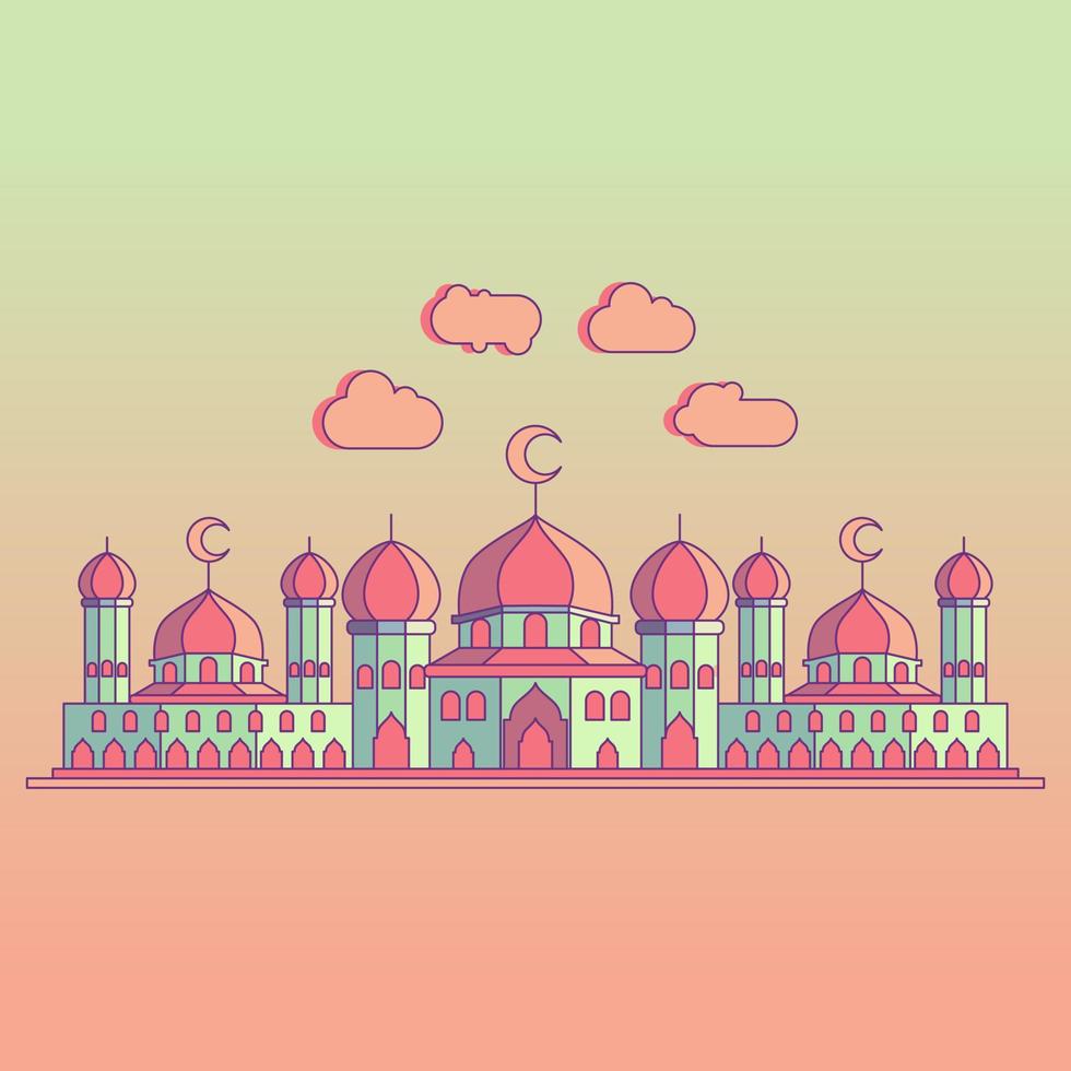 Detailed mosque colorful background vector