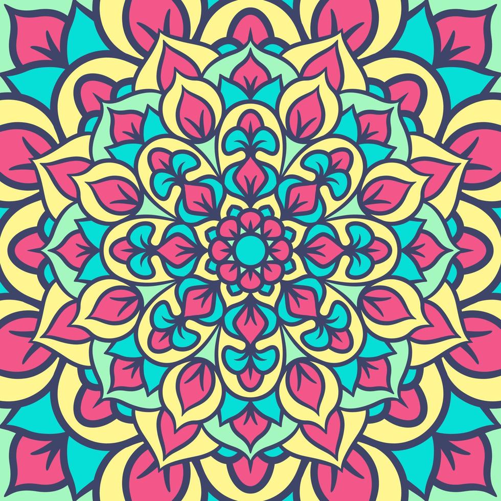 Ethnic Mandala Round Ornament Pattern With Colorful vector