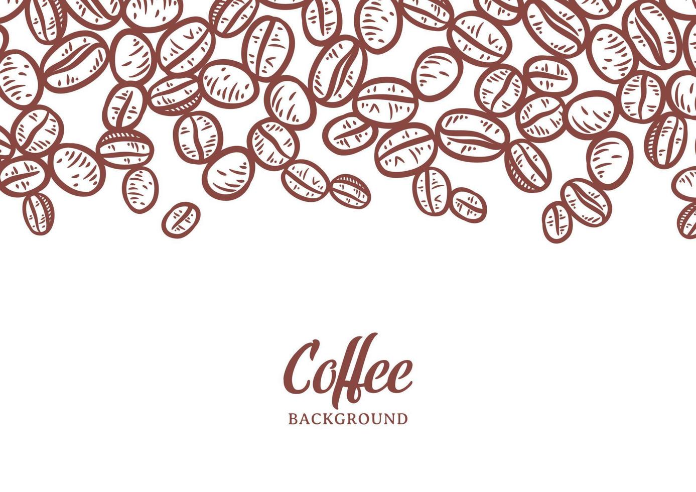 Hand drawn background with coffee beans vector