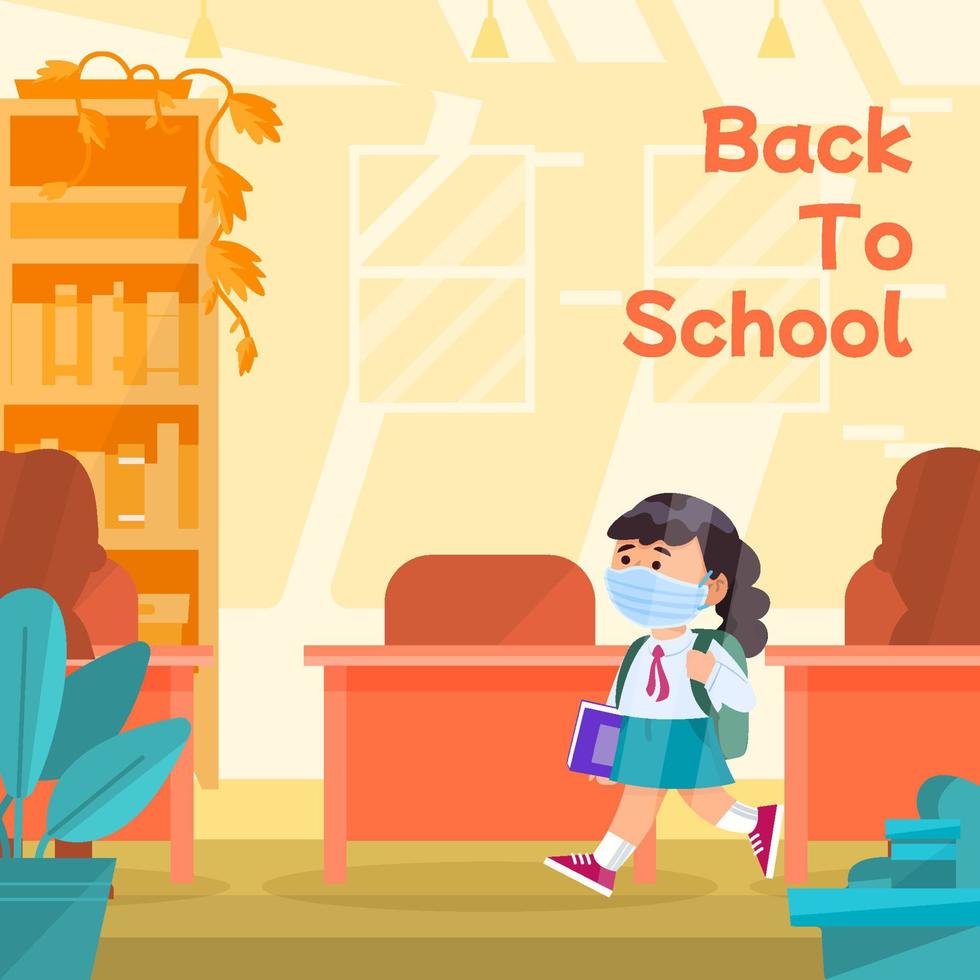 Girl Entered Classroom Back To School Concept vector