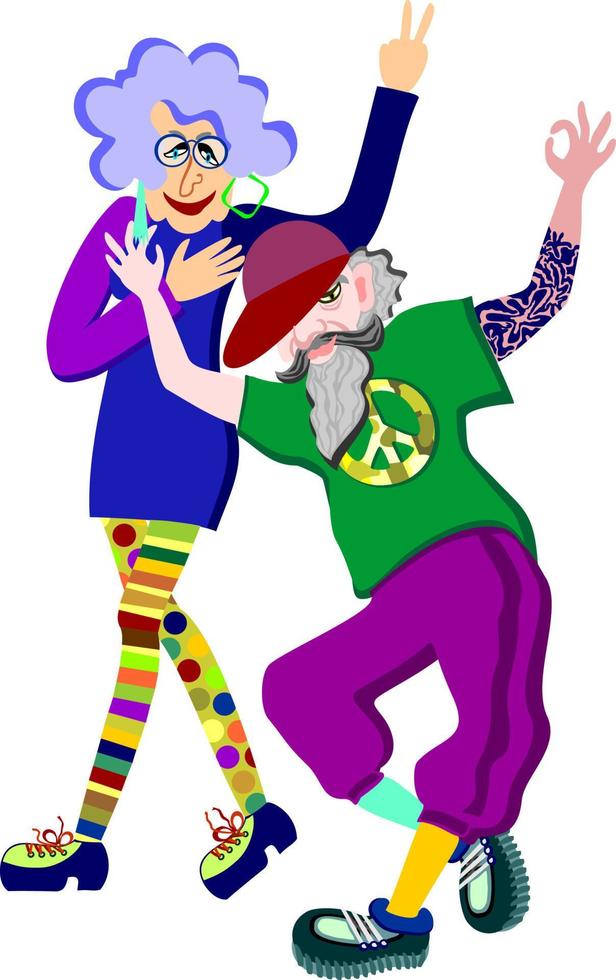 pareja de ancianos bailando. ilustración vectorial aislada. vector