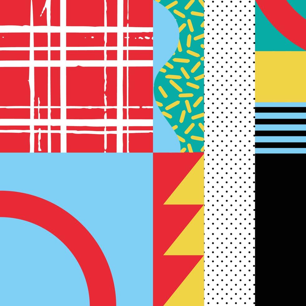 Colorful, abstract geometric shapes pattern background. Modern composition artwork collage, creative background for website banner, brochure, card, invitation, flyer, placard, poster, report, magazine vector